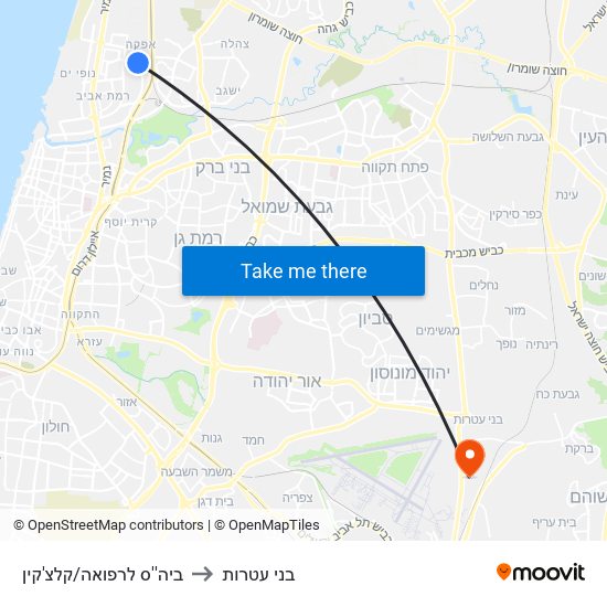 ביה''ס לרפואה/קלצ'קין to בני עטרות map