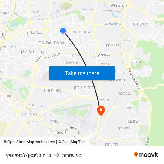 בי''ח בלינסון/ז'בוטינסקי to בני עטרות map