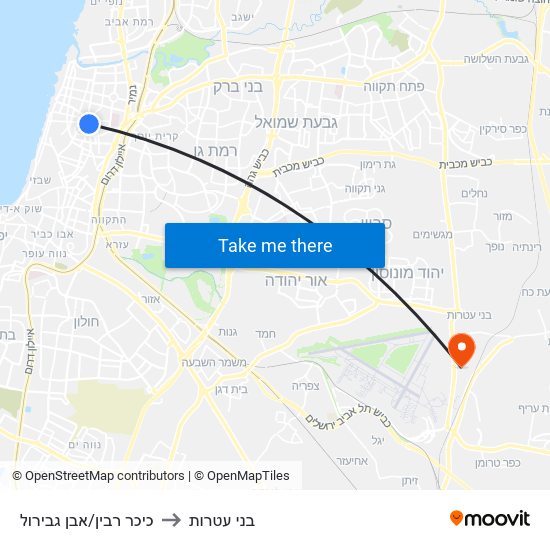 כיכר רבין/אבן גבירול to בני עטרות map