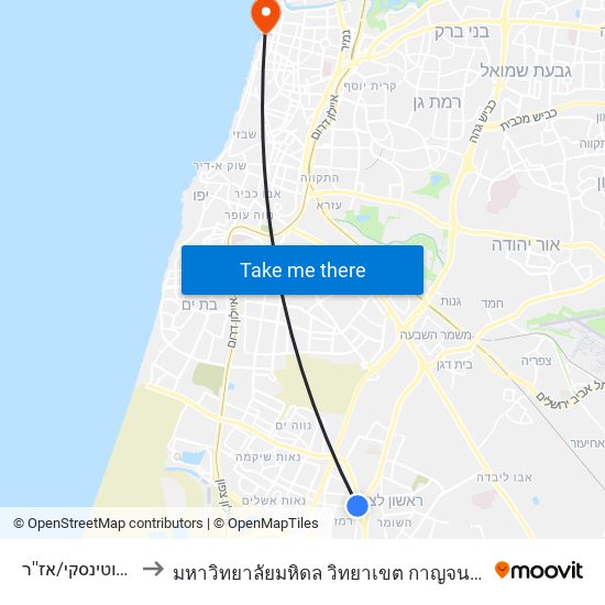 ז'בוטינסקי/אז''ר to มหาวิทยาลัยมหิดล วิทยาเขต กาญจนบุรี map