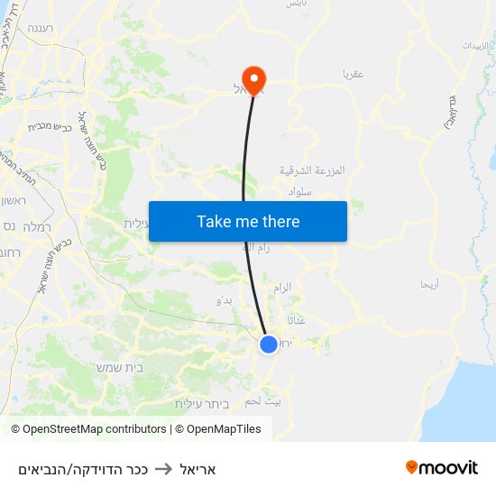 ככר הדוידקה/הנביאים to אריאל map