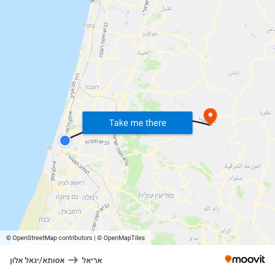 אסותא/יגאל אלון to אריאל map