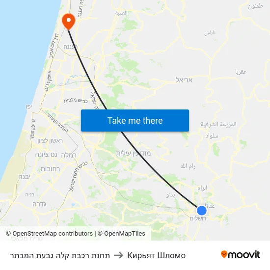 תחנת רכבת קלה גבעת המבתר to Кирьят Шломо map