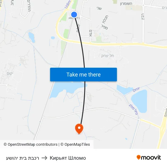 רכבת בית יהושע to Кирьят Шломо map