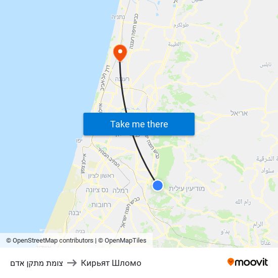 צומת מתקן אדם to Кирьят Шломо map