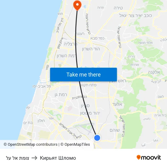 צומת אל על to Кирьят Шломо map