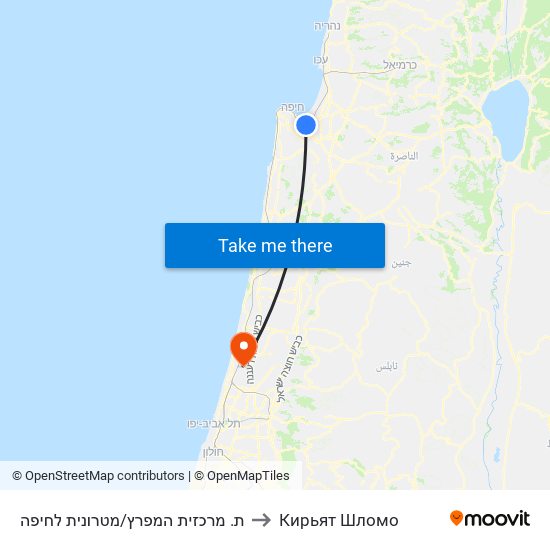 ת. מרכזית המפרץ/מטרונית לחיפה to Кирьят Шломо map