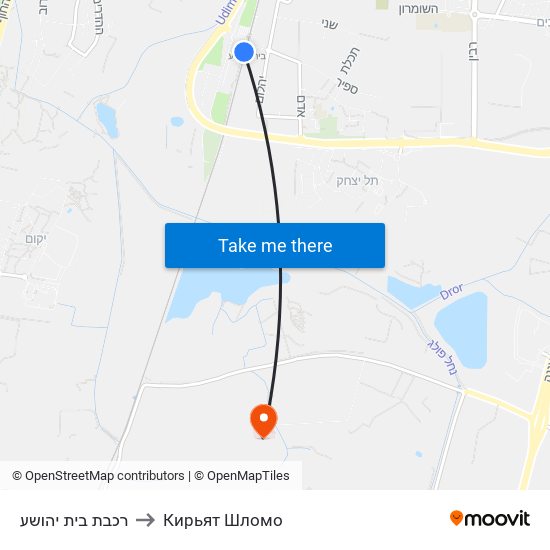 רכבת בית יהושע to Кирьят Шломо map