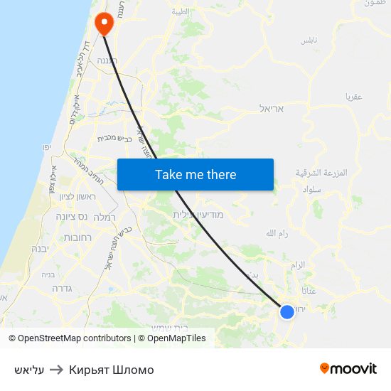 עליאש to Кирьят Шломо map