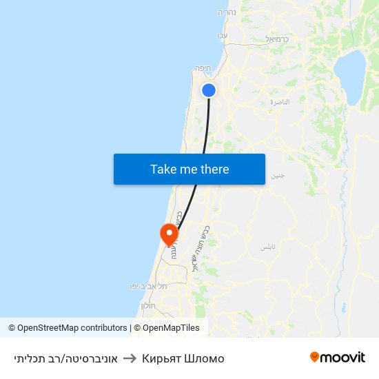 אוניברסיטה/רב תכליתי to Кирьят Шломо map