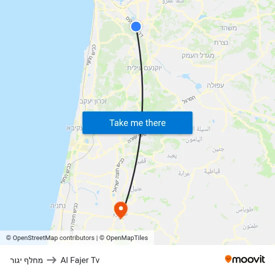 מחלף יגור to Al Fajer Tv map