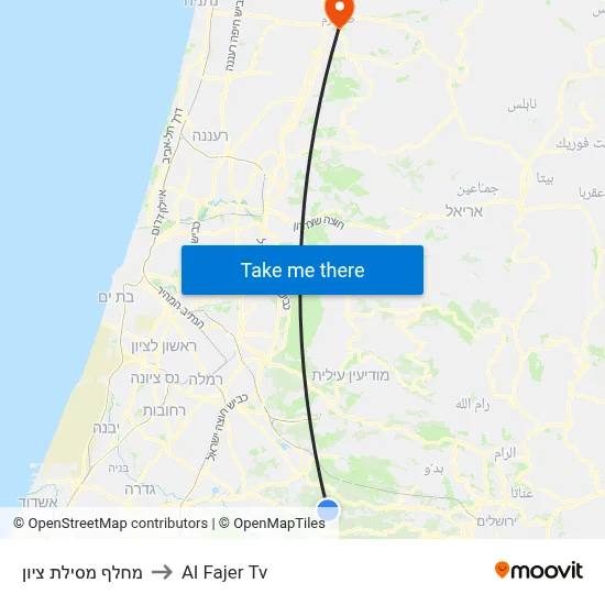 Mesilat Zion Interchange to Al Fajer TV map