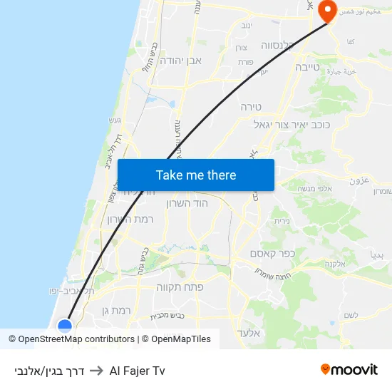 דרך בגין/אלנבי to Al Fajer Tv map