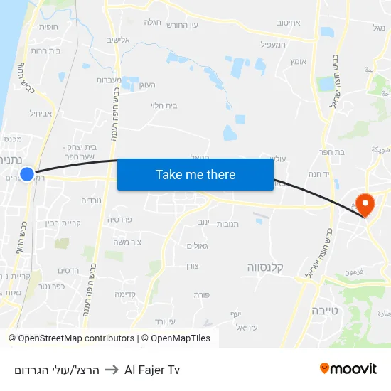 Herzl/Olei HaGardom to Al Fajer TV map