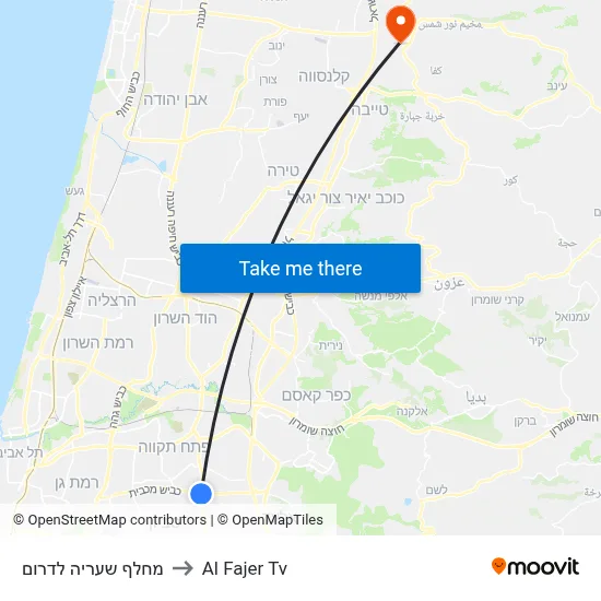 Shaaria Interchange South to Al Fajer TV map