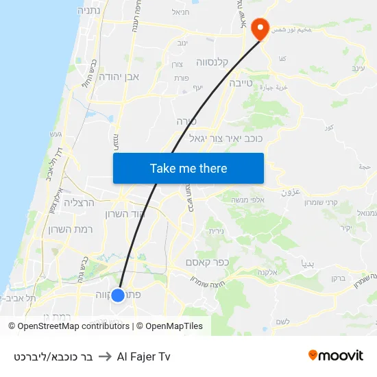 Bar Kochba/Librecht to Al Fajer TV map