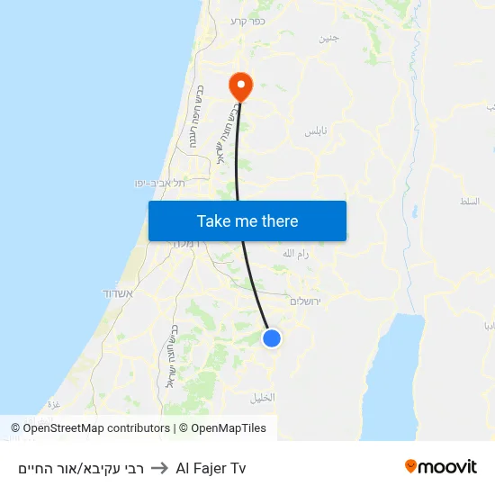 Rabbi Akiva/Or HaChaim to Al Fajer TV map
