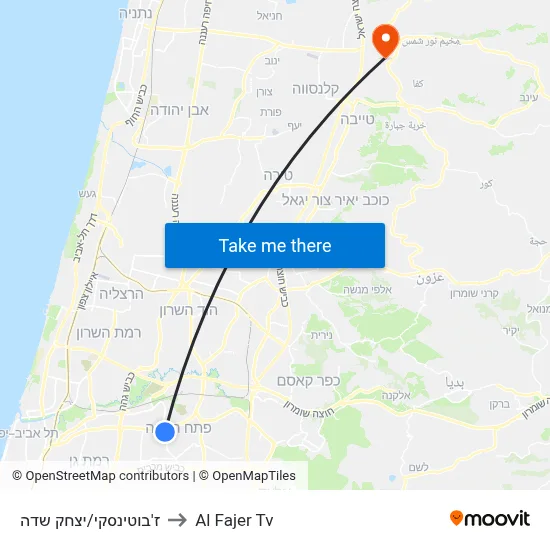 Jabotinsky/Yitzhak Sadeh to Al Fajer TV map