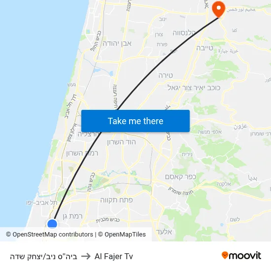 Niv School/Yitzhak Sadeh to Al Fajer TV map