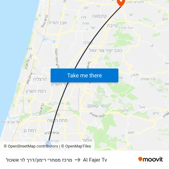 Rimon Shopping Center/Levi Eshkol Road to Al Fajer TV map