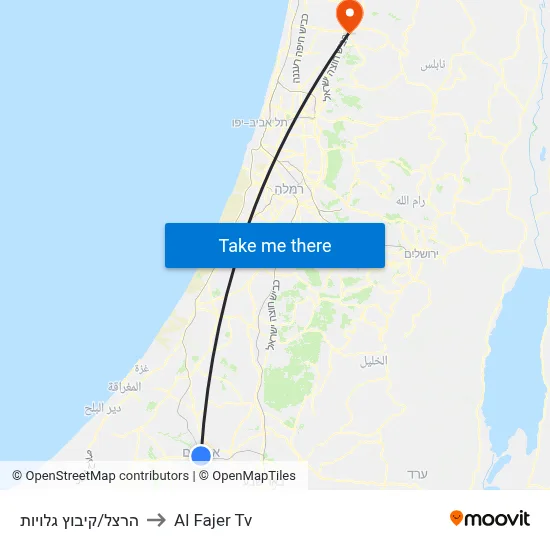 Herzl/Kibbutz Galuyot to Al Fajer TV map