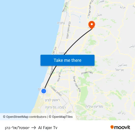 Yoseftal/Eli Cohen to Al Fajer TV map