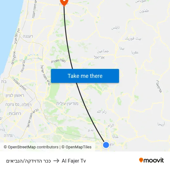 Davidka Square/HaNeviim to Al Fajer TV map