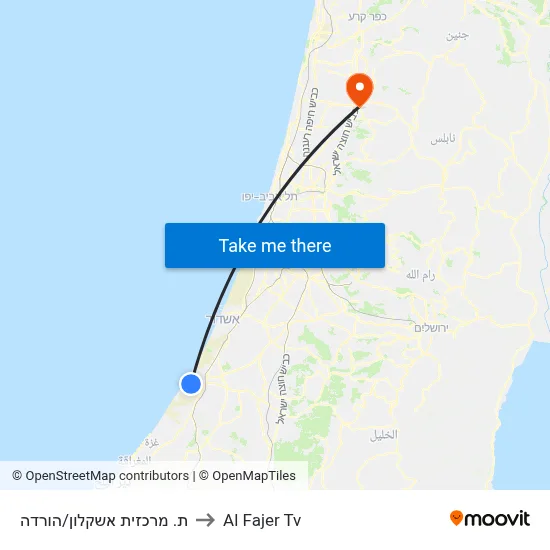 Ashkelon Central Station/Drop Off to Al Fajer TV map