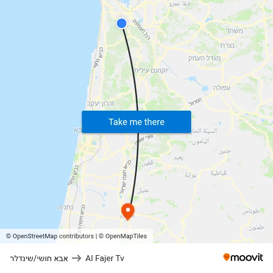 Abba Khoushy/Schindler to Al Fajer TV map