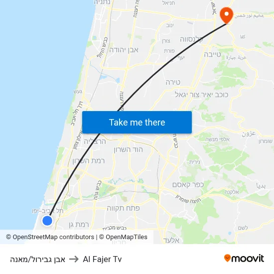 Ibn Gabirol/Mane to Al Fajer TV map