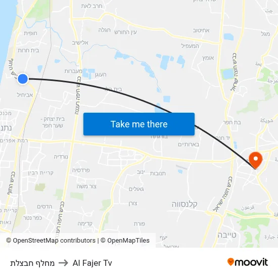 Havatzelet Interchange to Al Fajer TV map
