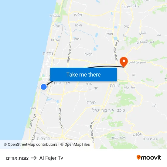 Udim Junction to Al Fajer TV map