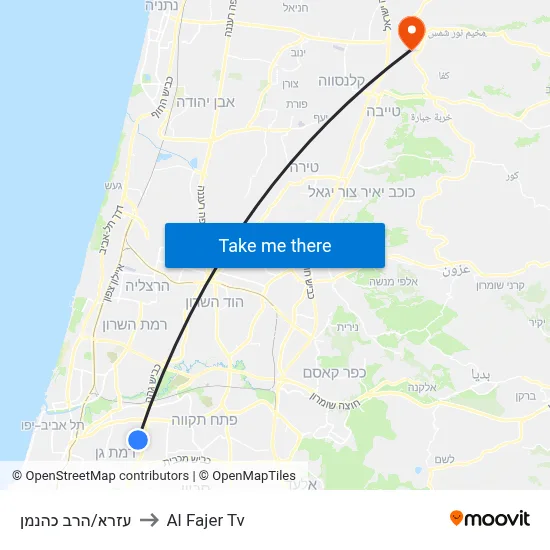 Ezra/HaRav Kahanan to Al Fajer TV map