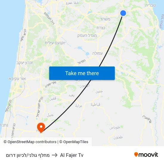Golani Junction/Southbound to Al Fajer TV map