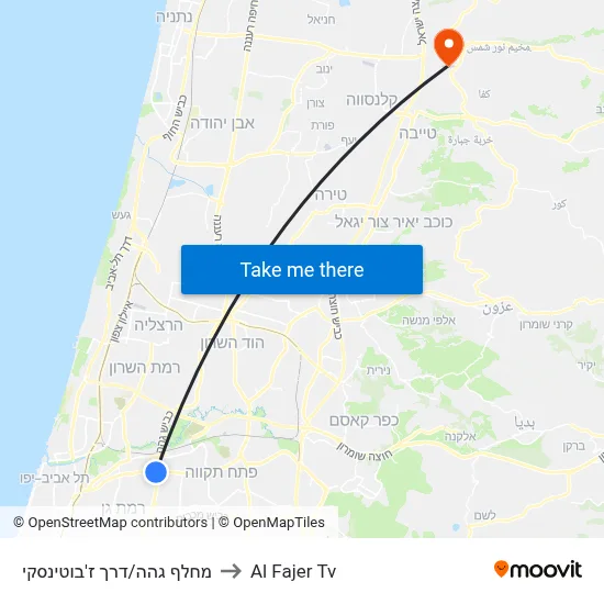 Geha Junction/Jabotinsky Road to Al Fajer TV map