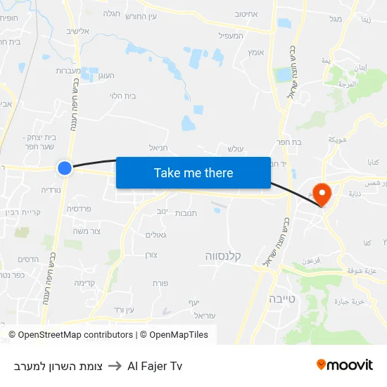 HaSharon Junction West to Al Fajer TV map