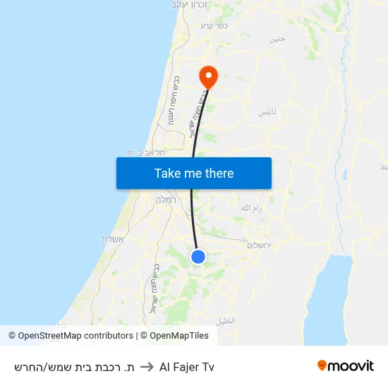 Beit Shemesh Railway Station/HaCharash to Al Fajer TV map