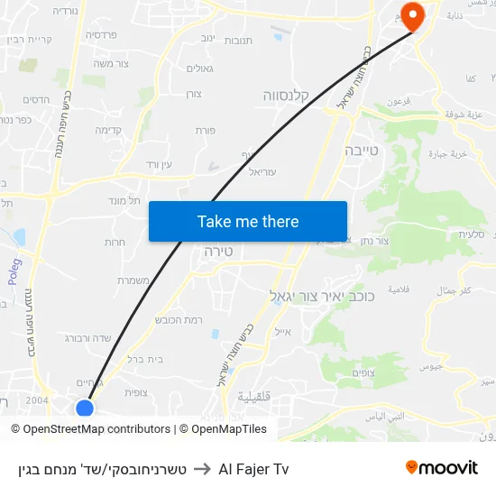 Tchernichovsky/Menachem Begin Blvd to Al Fajer TV map