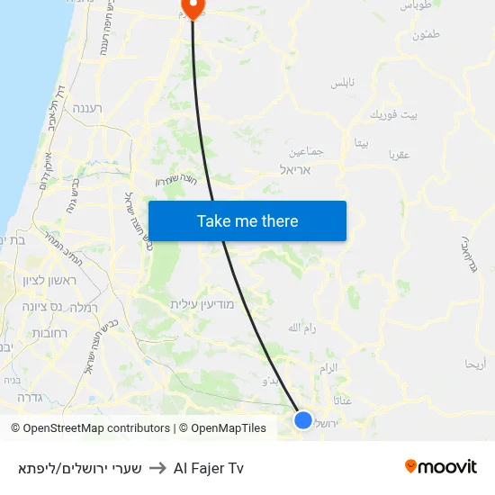 Sha'arei Yerushalayim/Lifta to Al Fajer TV map