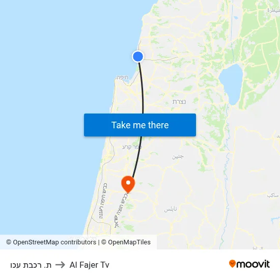 Acre Railway Station to Al Fajer TV map