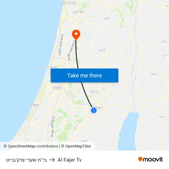 Shaare Zedek Hospital/Bait to Al Fajer TV map