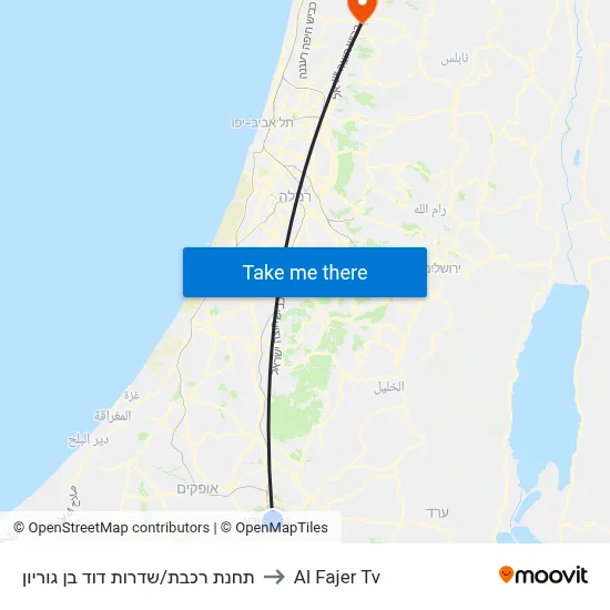 Train Station/David Ben Gurion Boulevard to Al Fajer TV map