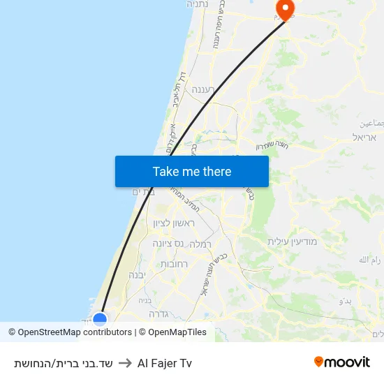 Bnei Brit Blvd/HaNechoshet to Al Fajer TV map