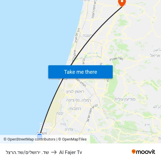 Jerusalem Blvd/Herzl Blvd to Al Fajer TV map