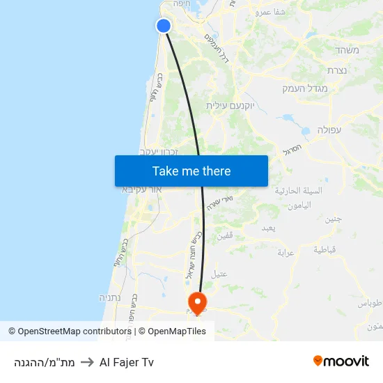 MATAM/HaHagana to Al Fajer TV map