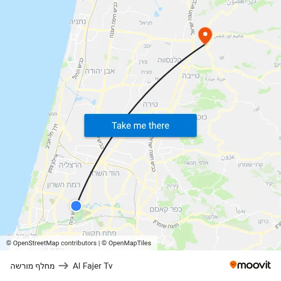 Morasha Interchange to Al Fajer TV map