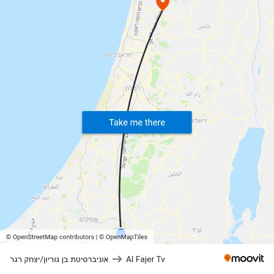 Ben Gurion University/Yitzhak Rager to Al Fajer TV map