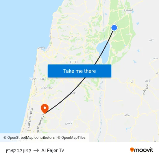 Katzrin Mall to Al Fajer TV map
