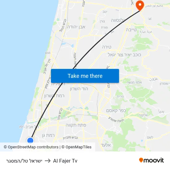 Israel Tal/HaMasger to Al Fajer TV map