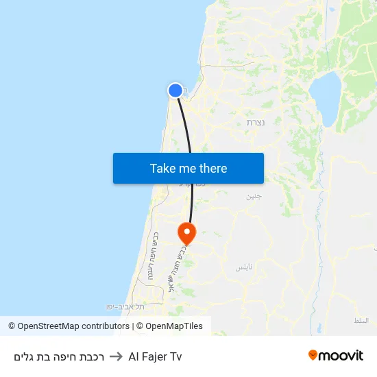 Haifa Bat Galim Station to Al Fajer TV map